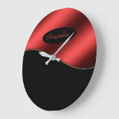 Elegant Black Red Stylish Wave Design Personalisee Grote Klok (Hoek)
