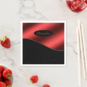 Elegant Black Red Stylish Wave Design Personalisee Servet (Insitu)