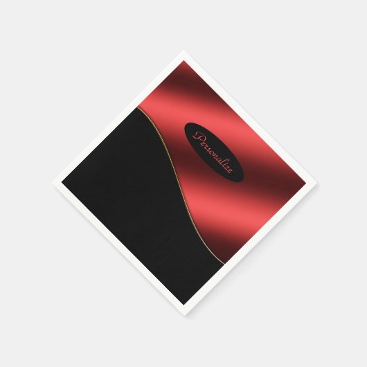 Elegant Black Red Stylish Wave Design Personalisee Servet (Hoek)