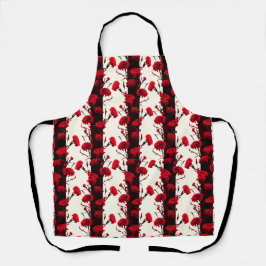 Elegant Black Red White Floral Stripes Schort