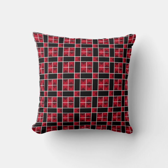 Elegant Black Red & White Pattern Kussen (Voorkant)