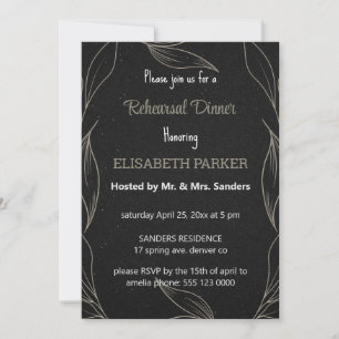 Elegant Black Rehearsal Dinner Invitations Bedankkaart