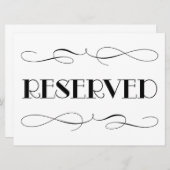 Elegant Black Reserved Seating Weddenschap Kaart (Voorkant / Achterkant)