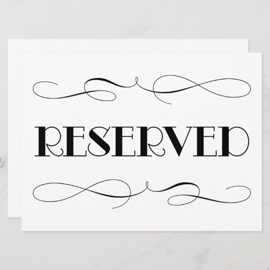 Elegant Black Reserved Seating Weddenschap Kaart (Voorkant / Achterkant)