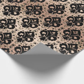 Elegant  Black Roos Gold Damask Cadeaupapier (Hoek)