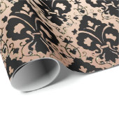 Elegant  Black Roos Gold Damask Cadeaupapier (Rol Hoek)