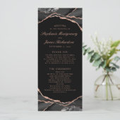 Elegant Black Roos Gold Foil Agate Wedding Programma (Staand voorkant)
