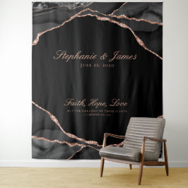 Elegant Black Roos Gold Foil Agate Wedding Wandkleed