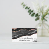Elegant Black Roos Gold Glitter Agate Marble Visitekaartje (Staand voorkant)
