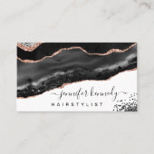 Elegant Black Roos Gold Glitter Agate Marble Visitekaartje (Voorkant)