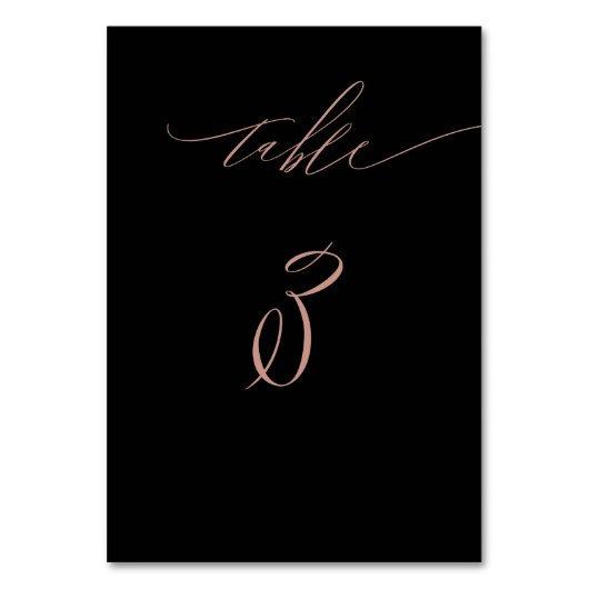 Elegant Black Roos Gold Script No. 3 Weddenschap Kaart (Voorkant)