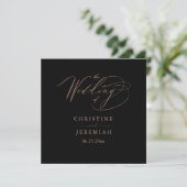 Elegant Black Roos Gold Script Typography Weddensc Programma (Staand voorkant)