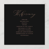 Elegant Black Roos Gold Script Typography Weddensc Programma (Achterkant)