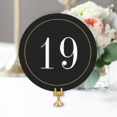 Elegant Black Round Table Number Kaart