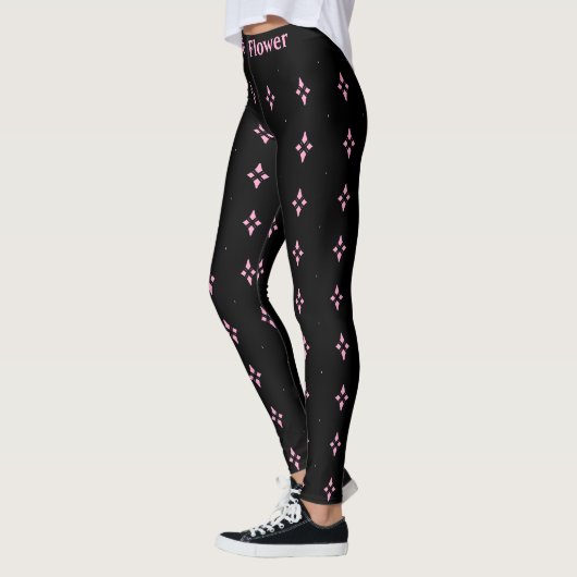 Elegant Black & Roze Abstract Diamond Patroon Leggings (Links)