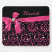 Elegant Black Roze Damask Diamond Bow - Aangepast Muismat (Voorkant)
