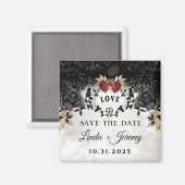 Elegant Black Rozen Ravens Halloween Wedding Magneet (Voorkant / Achterkant)
