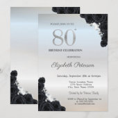 Elegant Black Rozen Silver 80th Birthday Kaart (Voorkant / Achterkant)