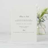 Elégant Black & Sage Green Fiançailles Invitation (Debout devant)