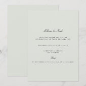 Elégant Black & Sage Green Fiançailles Invitation (Devant / Derrière)