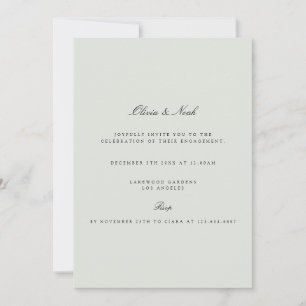 Elégant Black & Sage Green Fiançailles Invitation