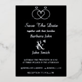 Elegant Black Save The Date Foil Invitation (Recto)