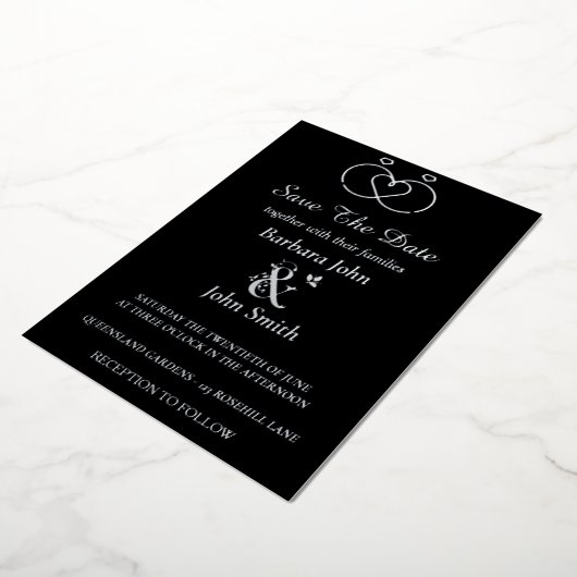 Elegant Black Save The Date Foil Invitation (Rotation)