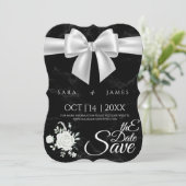 Elegant Black Save the Date Kaart (Staand voorkant)