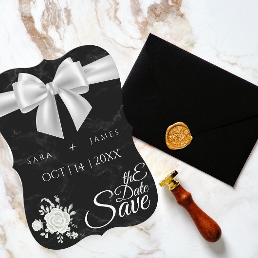 Elegant Black Save the Date Kaart