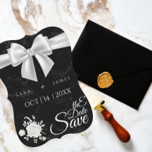 Elegant Black Save the Date Kaart