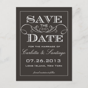 Elegant Black Save the Date Notice Aankondigingskaart