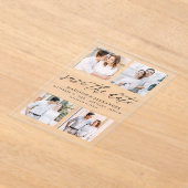 Elegant Black Script 4 Photo Wedding Sla de datum  Acryl Uitnodigingen (Laagn)