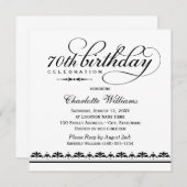 Elegant Black Script 70th Birthday Celebration Kaart (Voorkant / Achterkant)