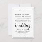 Elegant Black Script Borded Wedding Invitation Kaart (Voorkant)