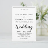 Elegant Black Script Borded Wedding Invitation Kaart (Staand voorkant)