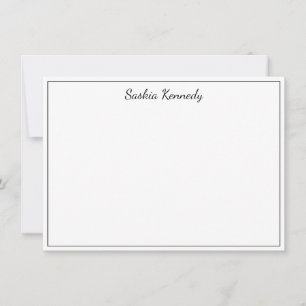 Elegant Black Script Border Aangepast Notitiekaartje