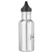 Elegant Black Script Business Salon Name Number Waterfles (Links)