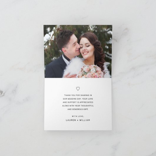 Elegant Black Script Calligraphy Photo Wedding Bedankkaart (Binnen)