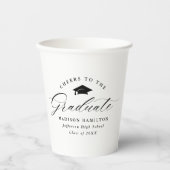 Elegant Black Script Cheers naar de Afstuderen Papieren Bekers (Voorkant)