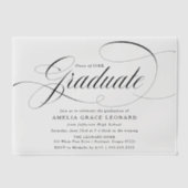 Elegant Black Script Graduation Party Vellum Uitnodigingen (Voorkant)