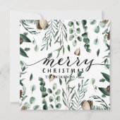 Elegant Black Script Magnolia Eucalyptus Greenery Feestdagenkaart (Voorkant)