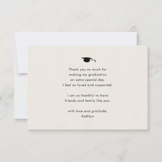 Elegant Black Script Minimalist Photo Afstuderen Bedankkaart (Achterkant)