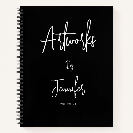 Elegant Black Script Name Artwork Sketchbook  Notitieboek (Voorkant)
