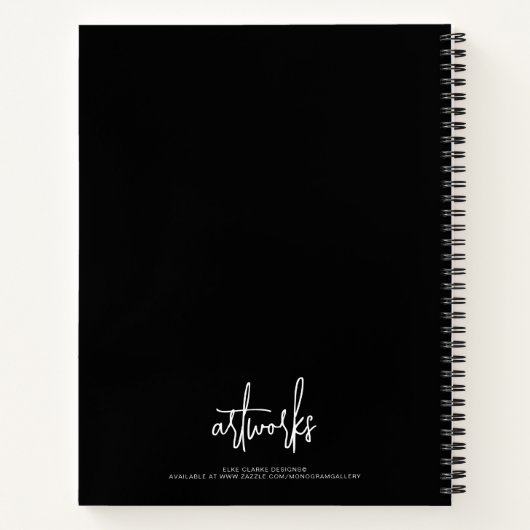 Elegant Black Script Name Artwork Sketchbook  Notitieboek (Achterkant)