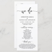 Elegant Black Script, Ons Wedding Ceremonieprogram Programma (Voorkant / Achterkant)