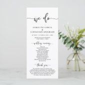 Elegant Black Script, Ons Wedding Ceremonieprogram Programma (Staand voorkant)