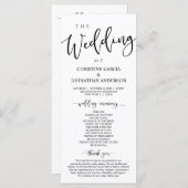 Elegant Black Script, onze huwelijksceremonie Programma (Voorkant / Achterkant)