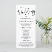 Elegant Black Script, onze huwelijksceremonie Programma (Staand voorkant)