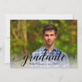 Elegant Black Script Photo Graduparty Kaart (Voorkant)