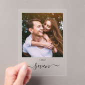 Elegant Black Script Photo Table Number Acryl Uitnodigingen (Insitu (Draagbaar))